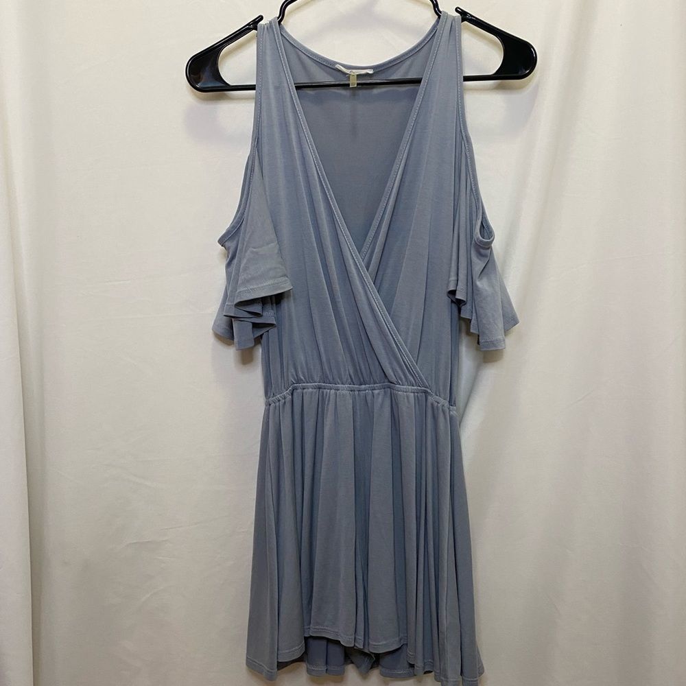 Soprano gray romper, cold shoulder, V cut neckline, soft, flowy, size S